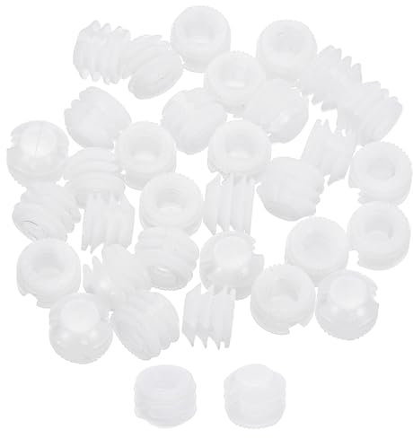 sourcing map 200Pcs 0.43x0.33 Hinge Dowels, Plastic Dowel Insert with Threaded for Cabinet Door Hinges Furniture Connections, White