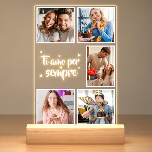 Lampada Personalizzata con Foto, Cornice Personalizzata, Quadro Personalizzato con Fotos, Cornice con Foto Personalizzatas, Regalo Personalizzato per Donna e Uomo, Regalo Anniversario per Lui e Lei