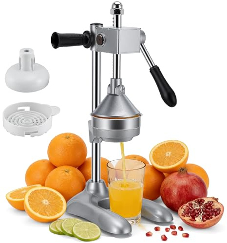 Manual Citrus Juicer, Heavy-Duty Lemon Squeezer, Professional Hand Juicer two Press Heads, Max Juice Extraction, for Orange, Pomegranate, Lemon & Lime