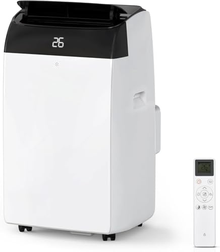Mobiles Klimagerät 10000BTU, 3-in-1 Mobile Klimaanlage mit Abluftschlauch, Kühlen, Entfeuchten und Ventilieren, Klimagerät mit Timer, 2,9KW, für Raumgröße bis 46㎡, Weiß [Energieklasse A]