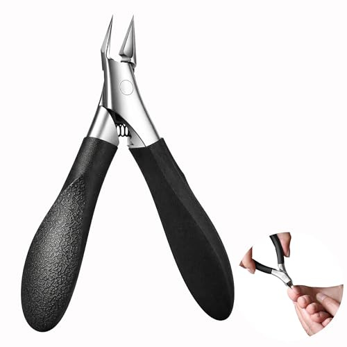 Pince Cuticule Ongle et Coupe Ongles Professionnel Pieds et Mains, Lame Inclinée 30° Longue 14 mm, Antidérapante Acier Inoxydable pour Ongles Incarnés et Épais