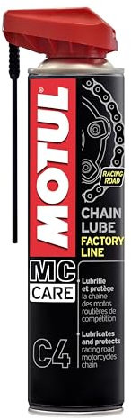 Motul Ketten-Sprühfett für Straßen-Rennmotorräder, Weiß für einfache Anwendung, Hochgeschwindigkeitsfest und langlebig, Für O-Ring, X-Ring, Z-Ring Ketten, MC Care Chain Lube Factory Line C4, 400 ml