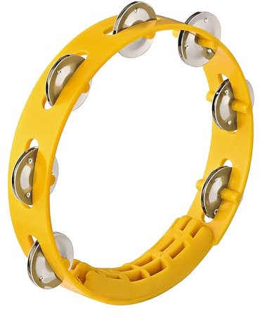 Nino Percussion Compact Tambourine Instrument - Musikinstrument für Kinder ab 3 Jahren - Durchmesser 8 Zoll - Kunststoff, Gelb (NINO49Y)