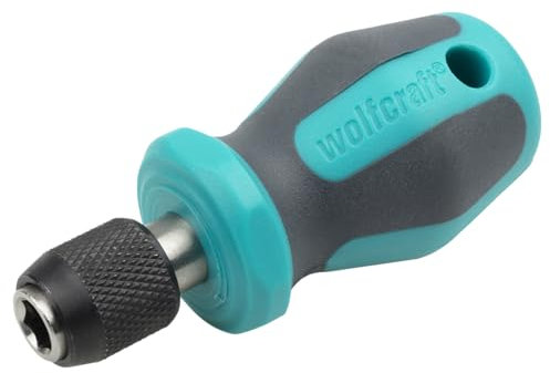 wolfcraft 1239000 Tournevis avec Porte-Embouts Magnétique Manche Court - Longueur de la tige 22 mm