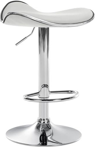CLP Barhocker Shanghai Mit Kunstleder-Bezug, Farbe:weiß, Material Gestell:Metall in Chromoptik