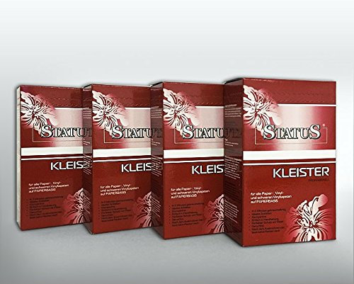 PRO[f]home® - 4x 250 g STATUS PROFI Kleister Kleber für alle Vinyl- u. Rauhfaser-Tapeten auf Papierbasis 1 kg für 160 qm Tapeten Profhome