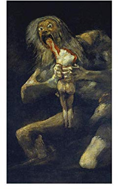 Social Crazy Stampa in Tela Canvas 100% qualità Italia - Francisco Goya - Saturno Che DIVORA I Suoi Figli Effetto Dipinto Idea Regalo Casa Quadro Cucina Stanza da Letto Soggiorno Home (40X69 CM)