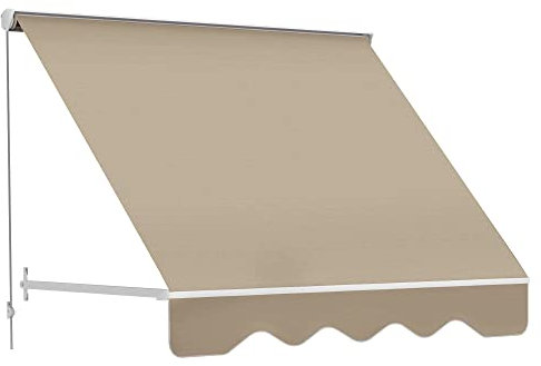Outsunny Tenda da Sole Avvolgibile 180×70cm con Angolazione 0-120°, Tenda a Caduta da Esterno in Alluminio e Poliestere Anti UV, Beige