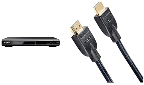 Sony DVP-SR760H Lecteur de DVD/Lecteur de CD (HDMI, Conversion ascendante 1080p, USB-Eingang, Lecture Xvid, Dolby Digital) noir & Amazon Basics Câble HDMI tressé 1,8 m