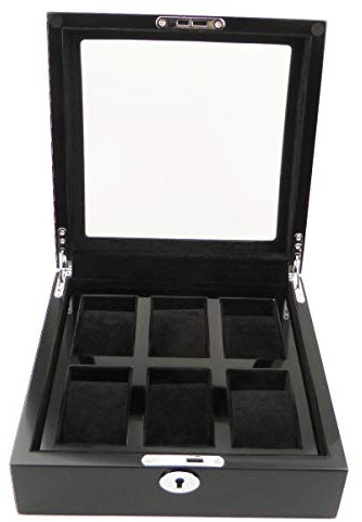 Uhrenbox CASABLANCA SIX PIANO by BULLONGÈ für 6 Uhren - geschwungenes Glasfenster - Klavierlack