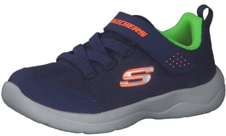 Skechers SKECH-STEPZ 2.0 MINI WANDERER, Zapatillas para Niños, Navy Textile/ Synthetic/ Lime & Orange Trim, 24 EU