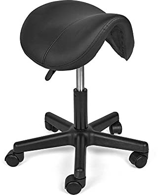 Mingone Sattelhocker Drehhocker Sattelstuhl Höhenverstellbar Bürohocker Ergonomischer Praxishocker mit Rollen 360 ° Drehung ,Schwarz