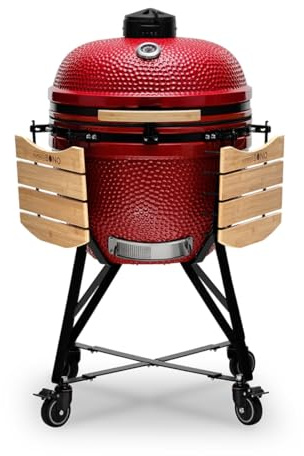 KAMADO BONO Ceramic BBQ Grill, 25 Grande Limited, Red I Kamado BBQ Charcoal Grill with Dual Zone Grilling System I Egg BBQ Smoker for Cooking, Smoking & Baking