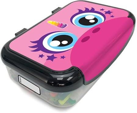 ZIPIT: Recycled Plastic Pencil Box - Pink Unicorn - Large Capacity Case, Character Stationery Organizer, School Supplies-Toy Holder, Snap Close, Kids