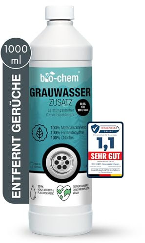 bio-chem Grauwassertank-Zusatz - 1000 ml Konzentrat - Tank-Reiniger für Schmutzwasser-, Grauwasser- und Abwasser-Tank von Wohnmobil, Wohnwagen - Made in DE