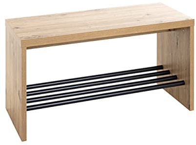 HAKU Möbel Schuhbank Eiche, schwarz, MDF, Metall - Maße: B 70 cm x H 40 cm x T 30 cm, Style: Modern