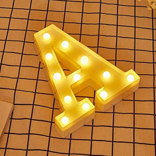 JANDEI - Lettere LED, Numeri Luminosi, Figura a Cuore, 22cm, con Luce Calda per Decorazione e Atmosfera, Luci Notturne Scrivania, Compleanni, Matrimoni, Vetrine. Funzionano con batterie AA (A)