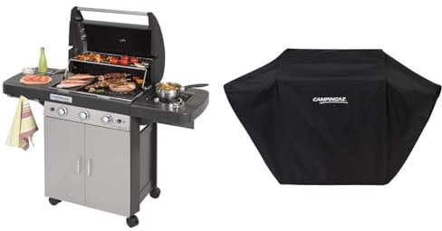 Campingaz 3 Series Classic LS Plus Barbacoa a Gas con 3 quemadores de acero inoxidable y un asador & BBQ ACCY Cover Funda para Barbacoa L, Resistente al Agua y a la Intemperie