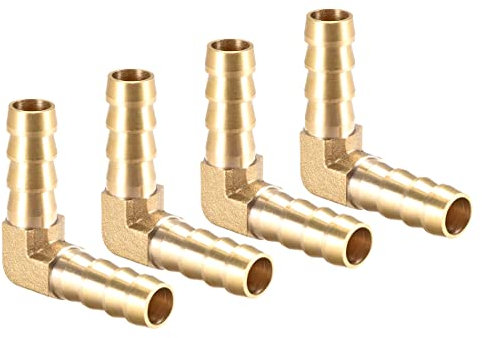 PATIKIL 4 Pezzi Gomito Tubo Tubatura Connettore Attacco 10mm Raccordo Ottone Flessibile 90 Gradi Barb Ottone Flessibile Raccordo per Aria Acqua Olio Gas Carburante