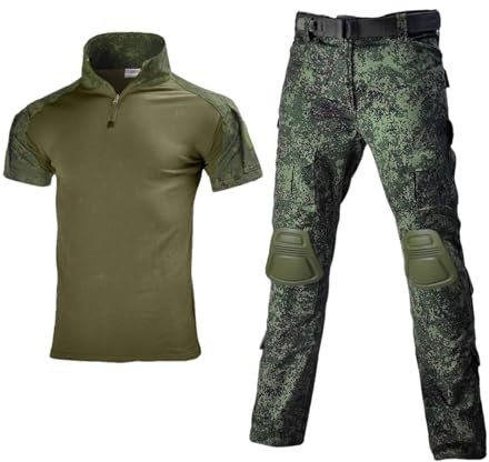 ZMIN Paintball arbetskläder taktiska byxor militäruniform kamouflage stridsskjortor lastbyxor + dynor armékostymer Cp set, G2 korta dräkter, L