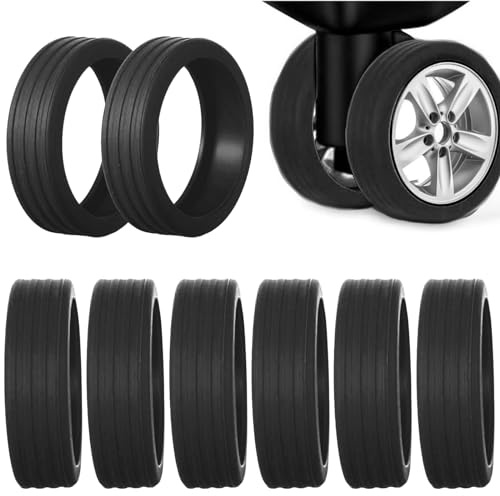 Kotkiddy 8 piezas de protección de ruedas de silicona para maleta, protección de ruedas para maleta, protección de ruedas, funda protectora impermeable para viajes, equipaje (negro)