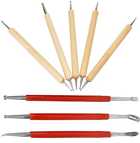 Juego de 8 Bolígrafos de Doble Cabezal con Cuchara para Tallar Artesanía en Cuero, Hechos a Mano, Cómodos de Usar, Adecuados para Artesanía en Cuero, Cera para Dar Forma o