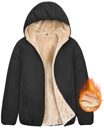 CMTOP Sudaderas Mujer con Capucha Chaqueta Invierno Forro Polar Cálido Abrigo con Cremallera Corto Hoodie Cazadora Suave Casual Básica Chaqueta Invierno Sudadera Borreguito(Negro, XL)