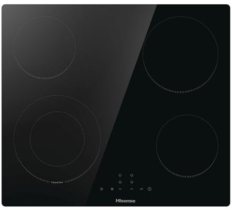 Hisense E6422SC Built-in 60cm Electric Ceramic Hob with Child Lock, Touch control, Timer Function - Black 6400W