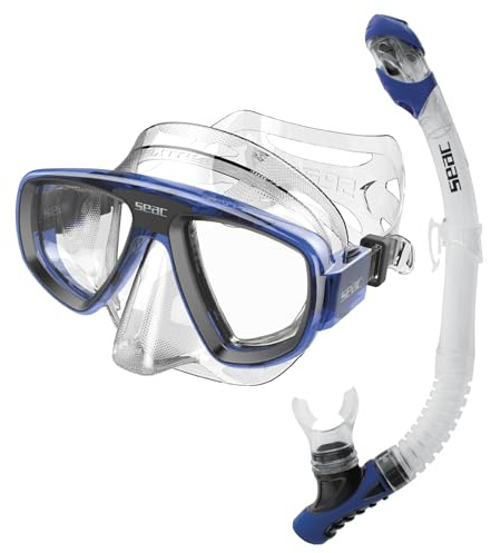 SEAC Set till extrem torrt, silikonset för dykning och snorkling med mask och snorkel med torr-toppsystem och balventil