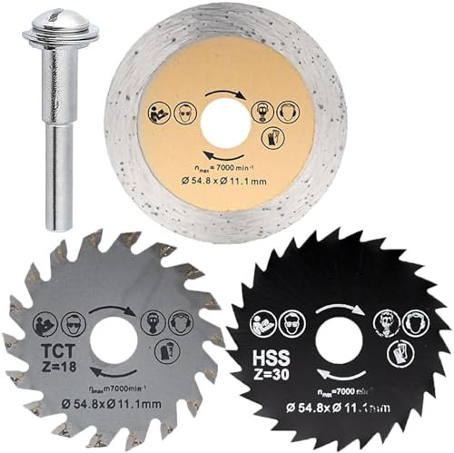 KWAYO 3 Lames de Scie Circulaire HSS 54,8 mm pour Dremel Coupe for Wood, Plastic, Stone and Metal