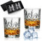 Shyllin Juego de 2 Vasos de Whisky, Vasos Whisky Cristal 330 Ml, Vasos Chupito Cristal con Caja de Regalo Negra de Lujo - Regalo para Hombres, Adecuado para Bourbon, Ron, Vino Tinto (Helada 330ml)