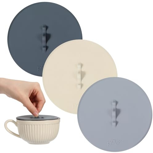 3PCS Drink Covers Silicone Cup Cover Food Grade Anti-Dust Airtight Seal Lids Cover, 3 Color Flexible Reusable Drinks Mug Covers, Tea Pots, Hot Cup Lid for Mugs, Coffee & Tea Cups