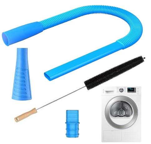 Kit de limpiador de ventilación de secadora, accesorio de manguera de aspiradora para secadora, kit de limpiador de manguera de vacío elástico, elimina los desechos para detrás de electrodomésticos y