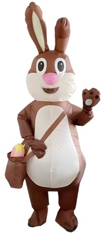 Easter Bunny Inflatable Costume Cartoon Full Body Brown Bunny Inflatable Costume (Brown, One Size)