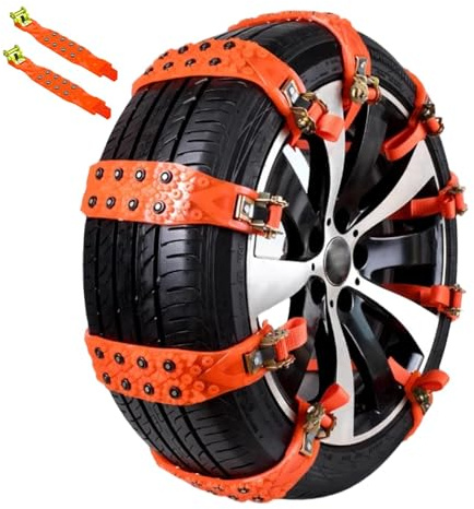 JIEGESH Snow Tire Chains for Fiat 500X Trekking SUV 2016-2023, Traction Straps Non-Slip Quick No-Tools Installation Low Noise for Ice Snow Mud Fit 165-245mm Tires,2 Straps