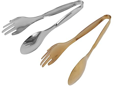 Fesjoy Salladstång, Skedgaffeltång, Matklämma i Rostfritt Stål, Liten Serveringstång för Konditorivaror Buffékökstillbehör