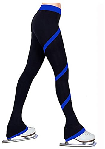 Girls Ladies Figure Skating Pants Performances Warm Tights Trousers Girls Skate Dressing Tights Leggings(Size:155cm,Color:Blue)