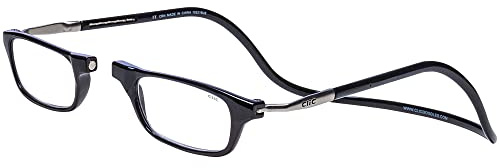 Clic Magnetic Reading Glasses for Men or Women, Computer Readers, Original Long (M-L, Black, 2.00 Magnification)