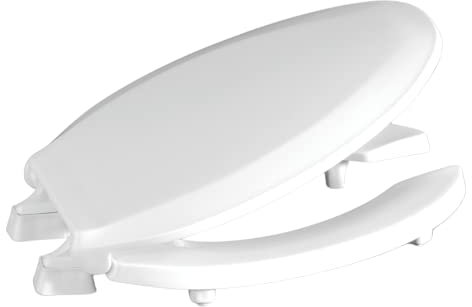 Centoco 2 inch Raised Toilet Seat for Seniors, Round, Open Front with Cover, Plastic, Made in the USA, HL460STS-001, White
