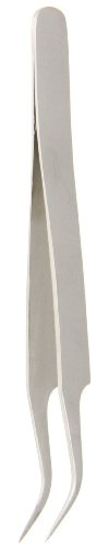 Hakko CHP 7-SA Stainless Steel Non-Magnetic Precision Tweezers with Very-Fine Point Curved Tips, 4-1/2 Length
