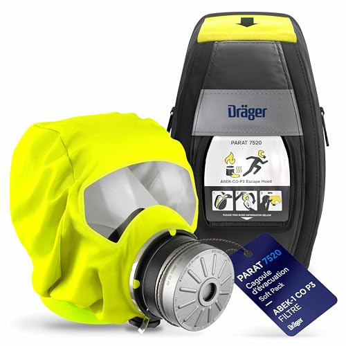 Dräger PARAT 7520 Cagoule d’évacuation industrielle & incendie | Cagoule auto-sauveteur avec filtre combiné ABEK CO P3 | Soft Pack (version pochette souple)