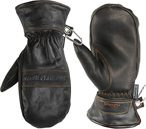 Wells Lamont Men's Black HydraHyde Leather Winter Mittens, Waterproof Insert, X-Large (7668XLK)