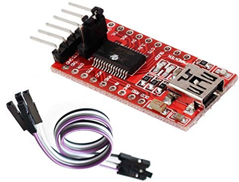 TECNOIOT FTDI FT232RL USB to TTL Serial Converter Adapter Module 5V and 3.3V + Cable |FTDI FT232RL Modulo adattatore convertitore seriale USB a TTL 5V e cavo 3.3V + cable