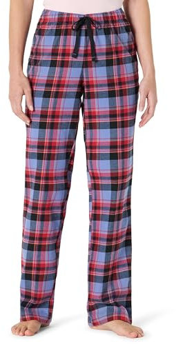 Amazon Essentials Pantalon de nuit en flanelle pour femme, bleu, tartan mélangé, S