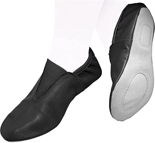 Adult Gymnastic Shoes - Trampoline Shoes Gymnastics - Tumbling Shoes - Agility Gym Shoes Goat Leather Slip-on Rubber Sole, Black, 4 UK