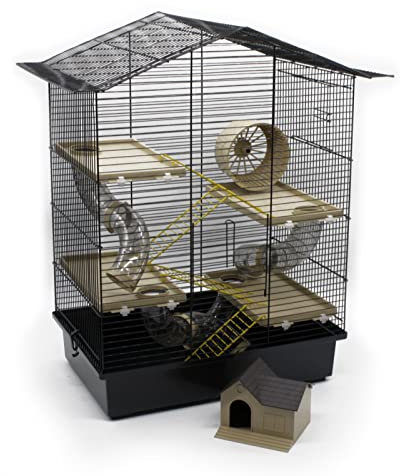 ZooPaul XXL Hamsterkäfig Nagerkäfig CH3 Zubehör Tunnelsystem Maus Hamster Käfig (schwarz beige)