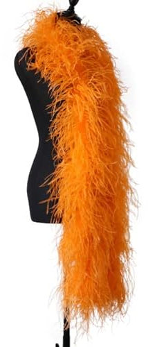 1M flauschige natürliche Straußenfederboas 2 4 6 10 20 PLY Hochzeitsaccessoires Straußenfedern für Bastelpartydekoration Plume Boa-Orange, 6ply 1Meter