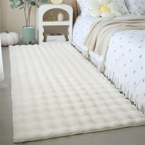 Guetto Hochflor Teppich - Comfy Taupe - Shaggy - Modern - Wohnzimmer, Esszimmer, Schlafzimmer - Fellteppich - Modern Kunstfell Carpet für Schlafzimmer,Beige,80x160 cm