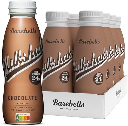 Barebells Shake protéiné crémeux - Faible en sucre - 24 g de protéines par bouteille - Sans lactose - Milkshake au chocolat - 8 x 330 ml