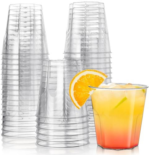 Mispudin 60 Vasos Plastico Duro Transparente, 200ml Vasos de Plastico Reutilizables, Copas de Bebida Transparente para Cumpleaños, Barbacoas, Bodas, Aniversarios, Picnics